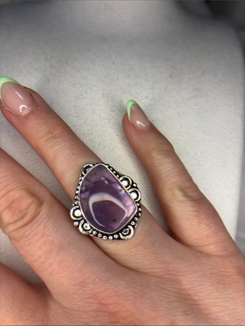Sterling-Style rainbow amethyst Purple Stone Statement Ring - Women Jewelry